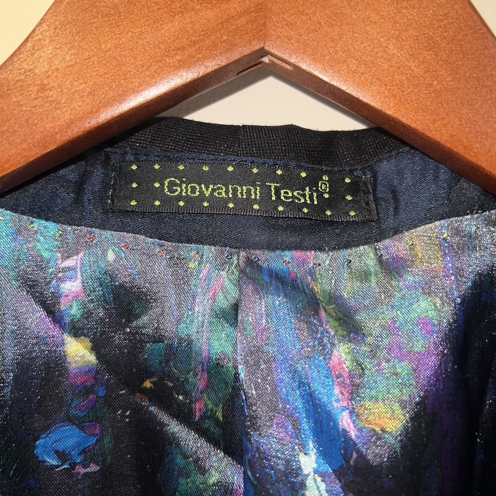 Giovanni Testi Blazer Mens 42S Navy Blue Bold Colorful Lining Slim GT2SS-2169 - Picture 9 of 16